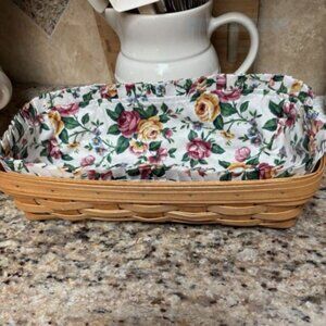 Longaberger 1994 Bread Basket & Liner Garden Splendor Signed